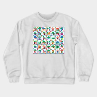 Sweet little houses on turquoise, little town, summertime in the city Crewneck Sweatshirt